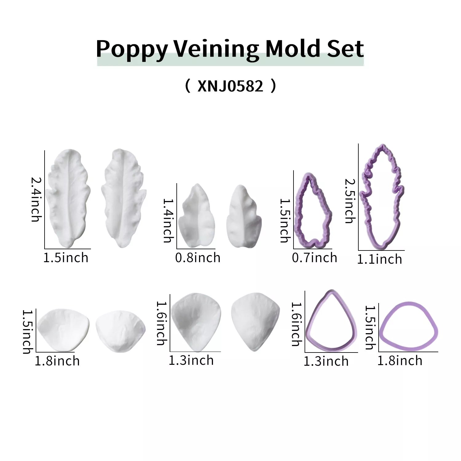 Realistic Poppy Sugar Paste Cutting And Embossing Silicone Mold Set
