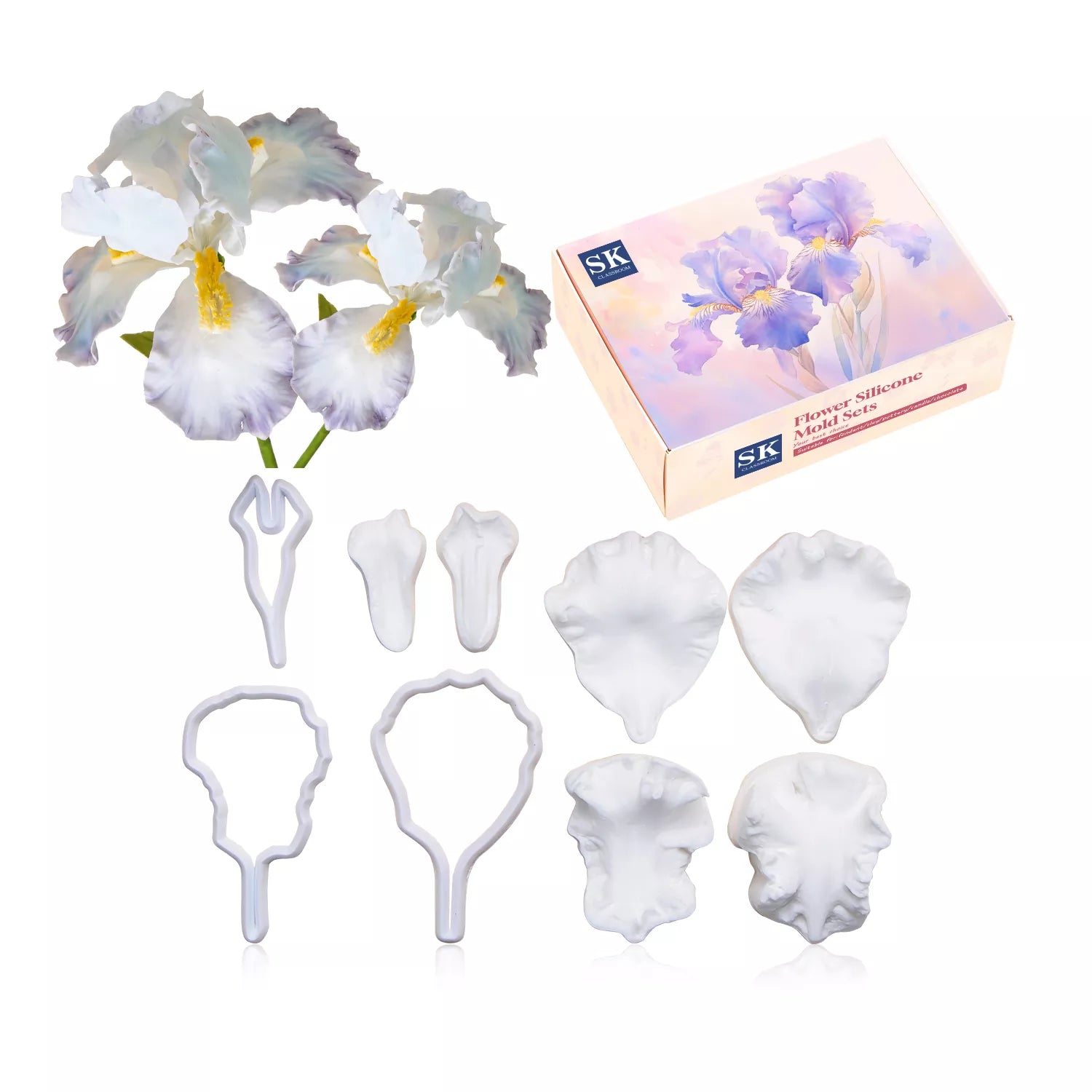 Realistic Bearded Iris and Dutchman's Breeches Sugar Paste Cutting And Embossing Silicone Mold Set