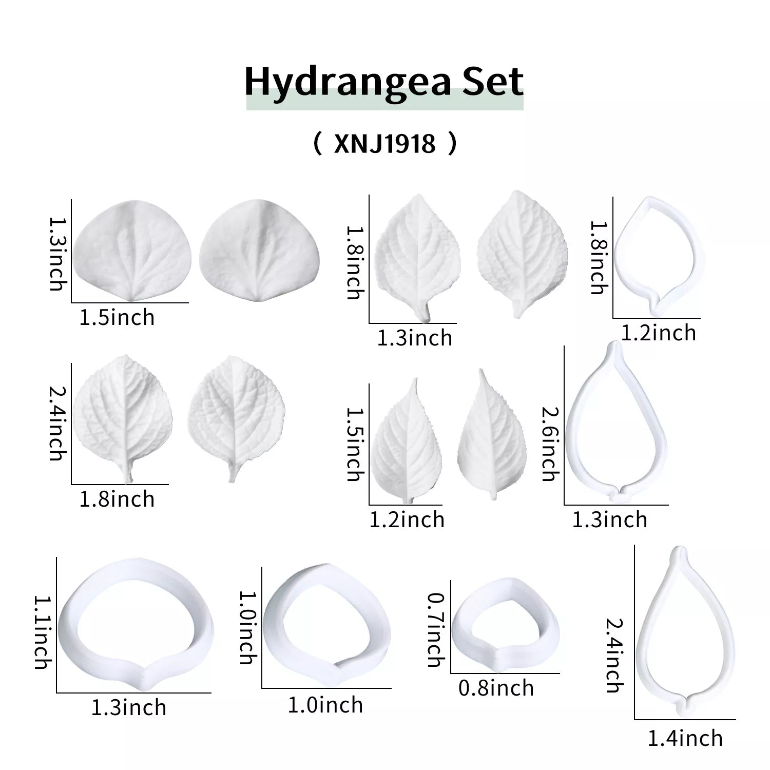 Realistic Hydrangea and Leaf Sugar Paste Cutting And Embossing Silicone Mold Set