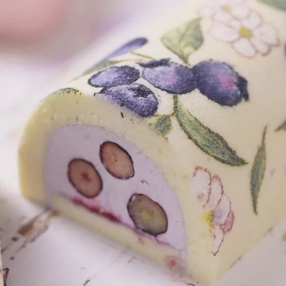 Hand-Painted Blueberry Swiss Roll Cake Masterclass