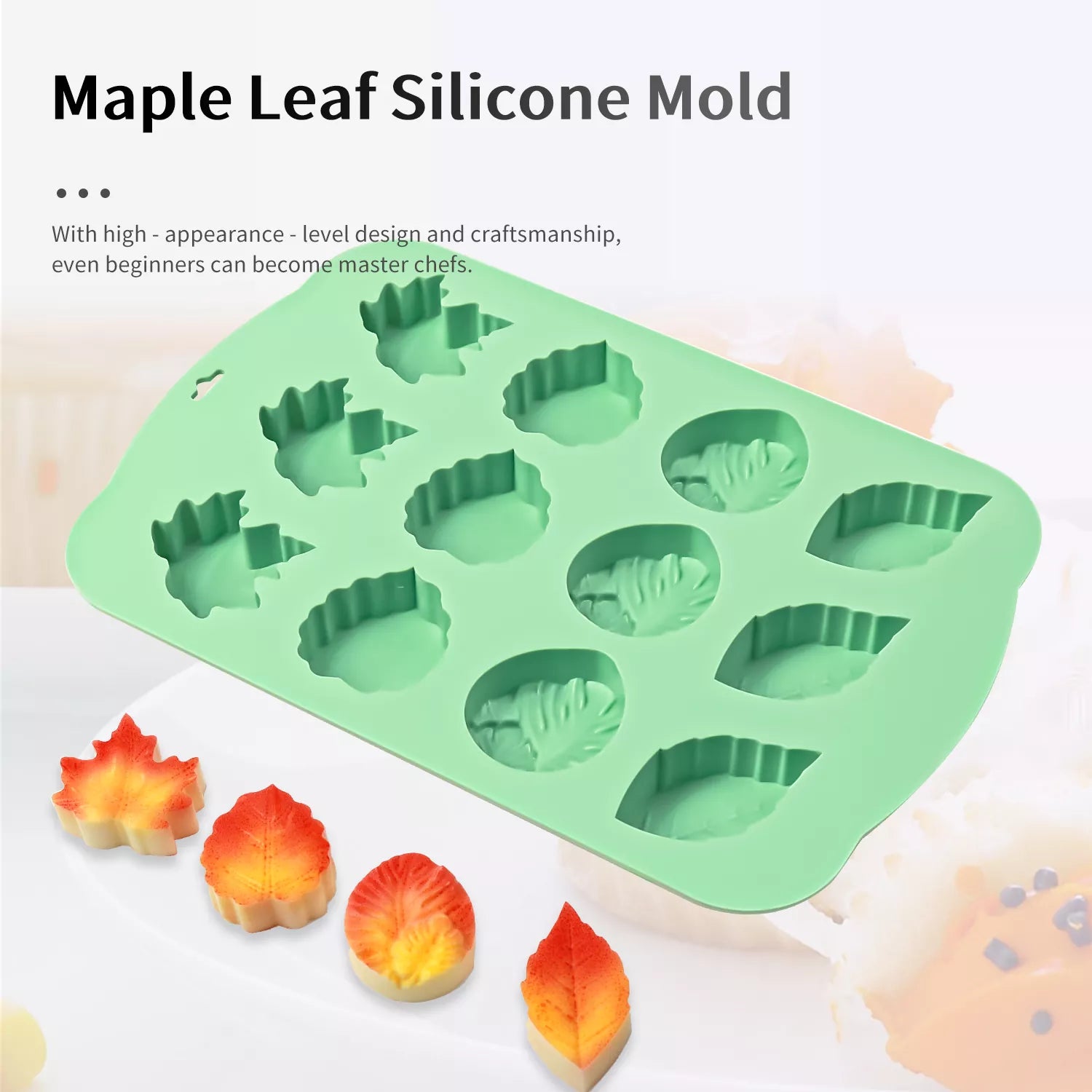 12-Cavity Maple Leaf Silicone Mold