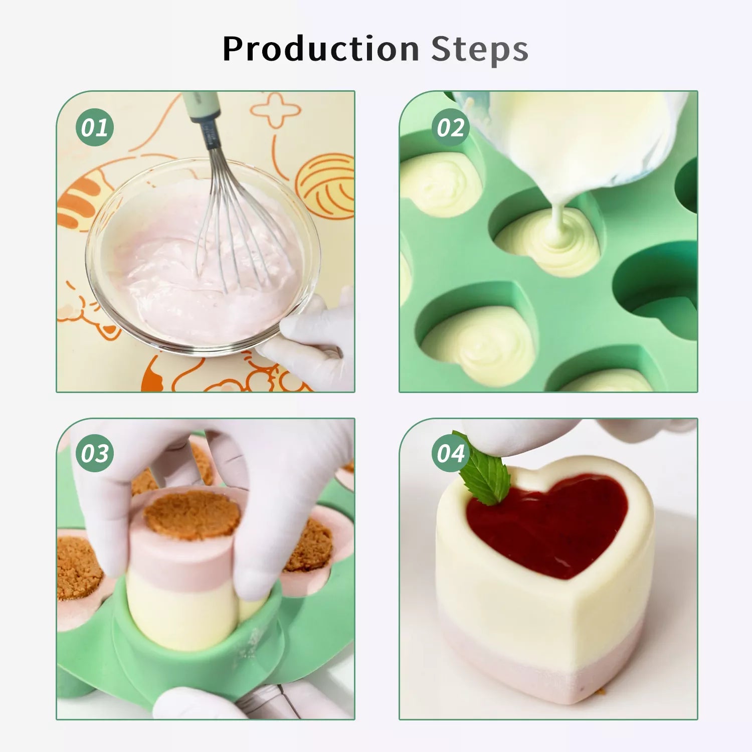 12-Cavity Heart-Shaped Silicone Mold