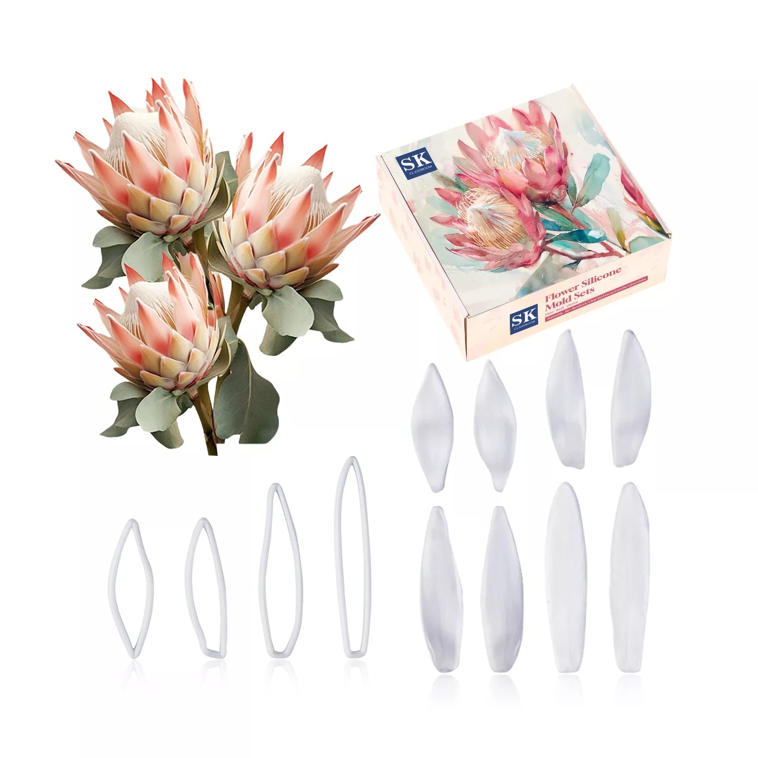 Realistic Protea Sugar Paste Cutting And Embossing Silicone Mold Set