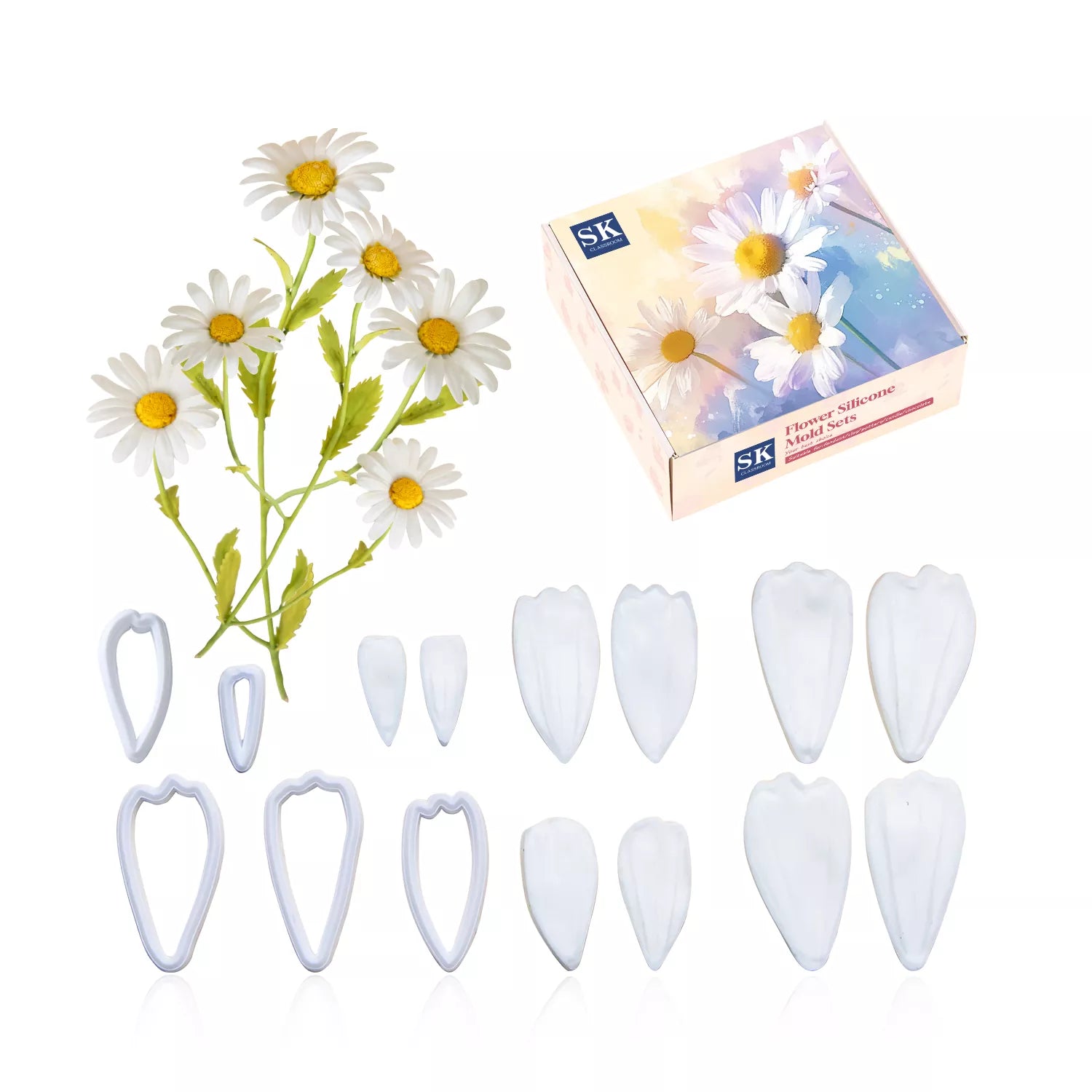 Realistic Cosmos Sugar Paste Cutting And Embossing Silicone Mold Set